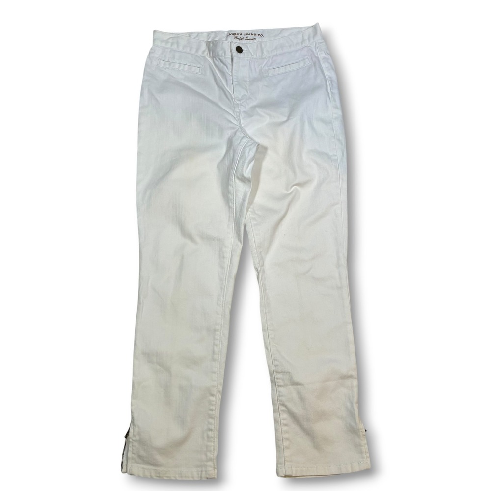Lauren Jeans Co. Ralph Lauren White Zip Hem Crop‎ Pants Women's Size 6P